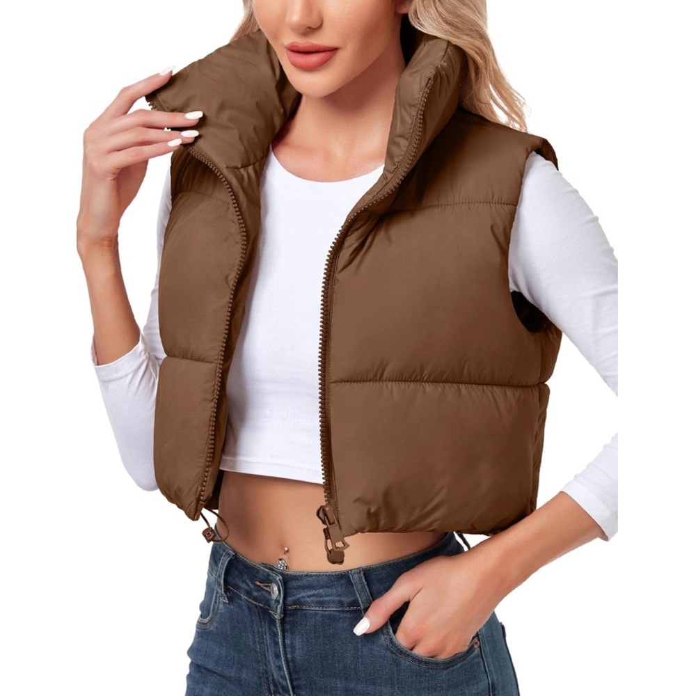 Women's Cropped Puffer Vest Lightweight Sleeveless Warm Vests